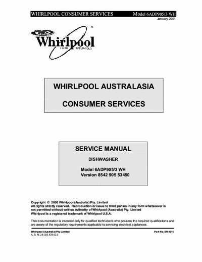 whirlpool 6ADP905-3WH whirlpool 6ADP905-3WH service manual