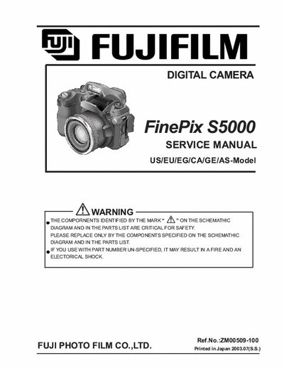 FUJI PHOTO FILM FinePix S5000 Service Manual digital camera [ref.no.ZM00509-100 (2003.07)] Part File 1/2, pag. 82