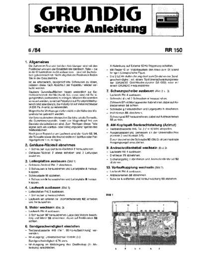 Grundig RR 150 service manual