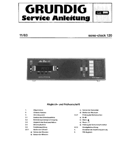 Grundig sono-clock 120 service manual