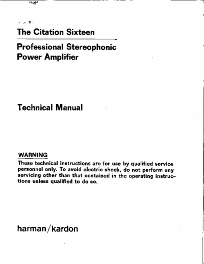 Harman Kardon Citation 22 Service Manual