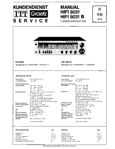 ITT-Graetz HiFi 8031 service manual