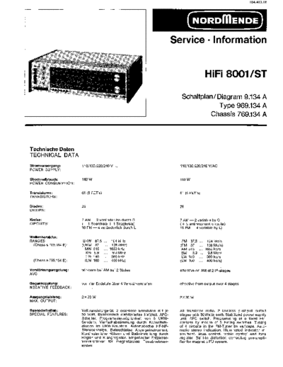 Nordmende HiFi 8001 ST 9.134 A service manual