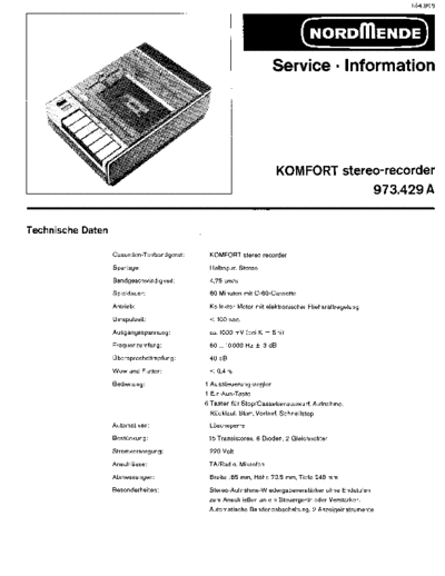 Nordmende Komfort Stereo-recorder 973.429 A service manual