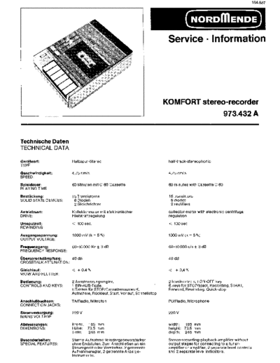 Nordmende Komfort Stereo-recorder 973.432 A service manual