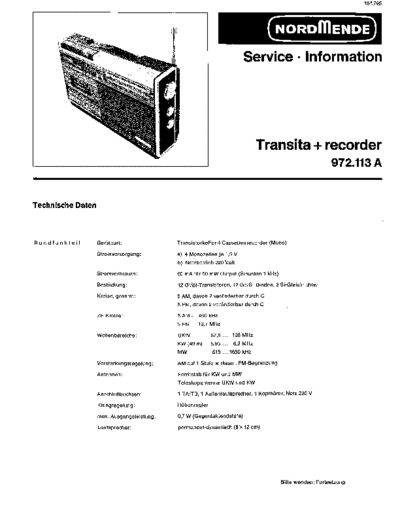 Nordmende transita + recorder 972.113 service manual