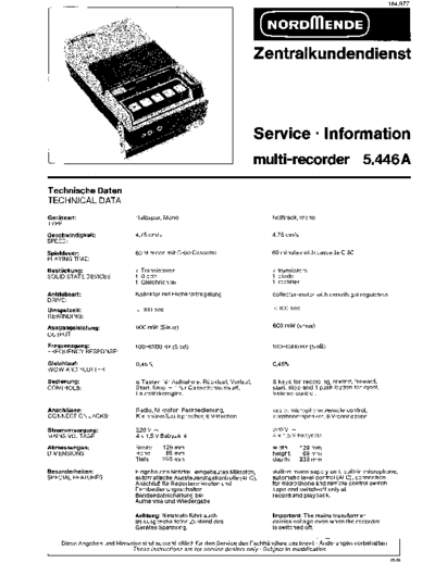 Nordmende multi-recorder 5.446A service manual
