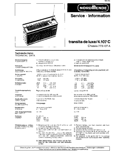 Nordmende transita de luxe 4.107C service manual