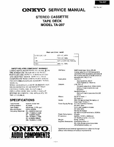 Onkyo TA207 cassette deck