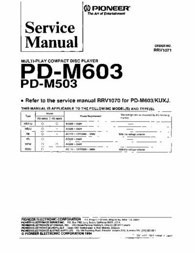 Pioneer PDM503, PDM603 cd