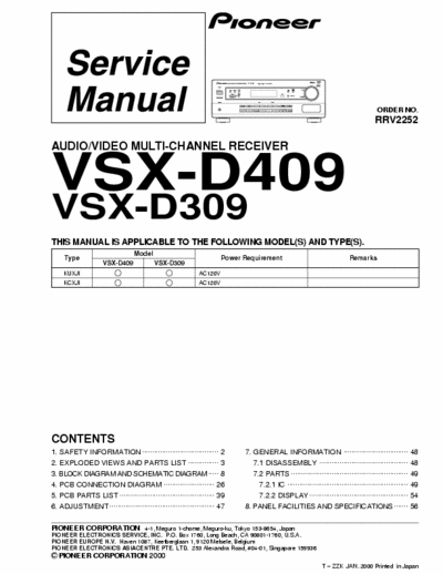 Pioneer VSXD309, VSXD409 receiver