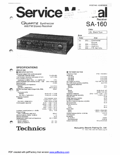 Technics SA160 receiver