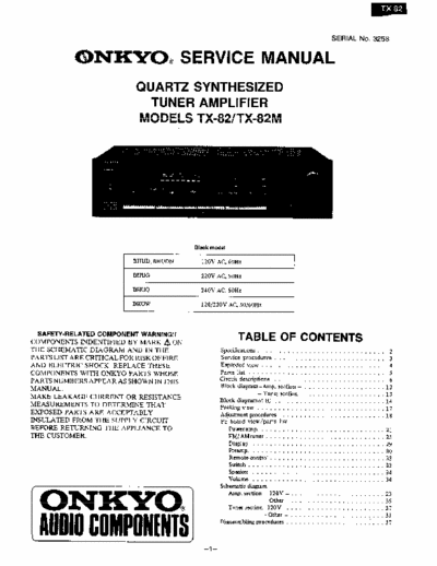 Onkyo TX-82 / TX-82M Stereo Tuner Amplifier