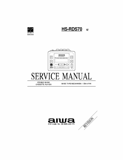Aiwa HS-RDS70 Service Manual Stereo Radio Cassette Player - Tape mech. 7ZM-5 P1N - pag. 16