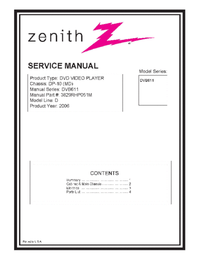 ZENITH hfe zenith dvb611 service en  ZENITH Audio DVB611 hfe_zenith_dvb611_service_en.pdf