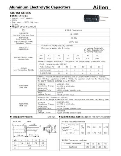 Aillen [non-polar radial] CD71CT Series  . Electronic Components Datasheets Passive components capacitors Aillen Aillen [non-polar radial] CD71CT Series.pdf