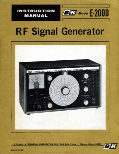 B&K bk model e-200d rf signal generator  . Rare and Ancient Equipment B&K bk_model_e-200d_rf_signal_generator.pdf