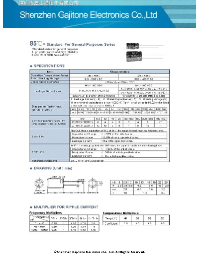 GJT [Gajitone] GJT [radial thru-hole] 85C Series  . Electronic Components Datasheets Passive components capacitors GJT [Gajitone] GJT [radial thru-hole] 85C Series.pdf