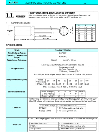 FuhYin [radial thru-hole] LL series  . Electronic Components Datasheets Passive components capacitors FuhYin FuhYin [radial thru-hole] LL series.pdf