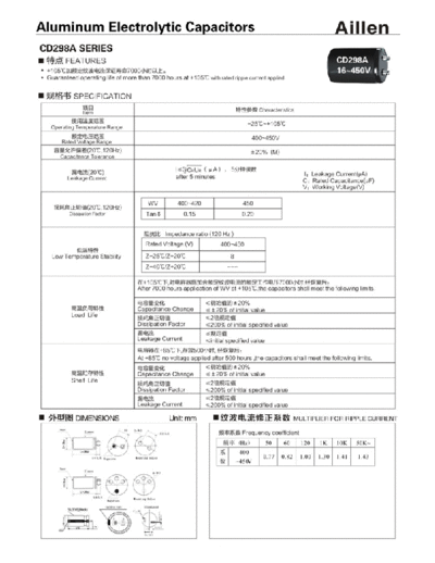 Aillen [snap-in] CD298A Series  . Electronic Components Datasheets Passive components capacitors Aillen Aillen [snap-in] CD298A Series.pdf