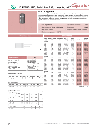 Nover [radial thru-hole] RX Series  . Electronic Components Datasheets Passive components capacitors Nover Nover [radial thru-hole] RX Series.pdf