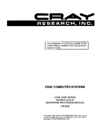 cray HR-0032   X-MP Series Model 22 24 Mainframe Ref Man Jul84  cray CRAY_X-MP HR-0032_CRAY_X-MP_Series_Model_22_24_Mainframe_Ref_Man_Jul84.pdf