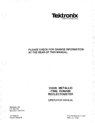 Tektronix TEK 1502B Operator  Tektronix TEK 1502B Operator.pdf
