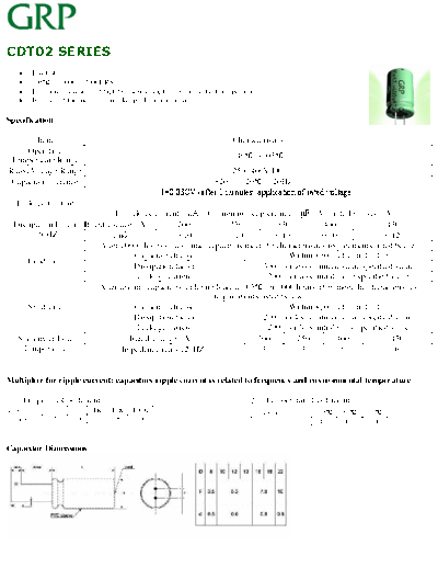 GRP [Hongyi Electronics] GRP [radial thru-hole] CDT02 Series  . Electronic Components Datasheets Passive components capacitors GRP [Hongyi Electronics] GRP [radial thru-hole] CDT02 Series.pdf