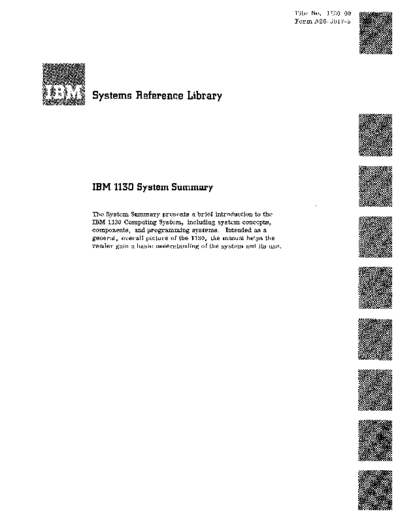 IBM A26-5917-3 1130 System Summary 1966  IBM 1130 A26-5917-3_1130_System_Summary_1966.pdf