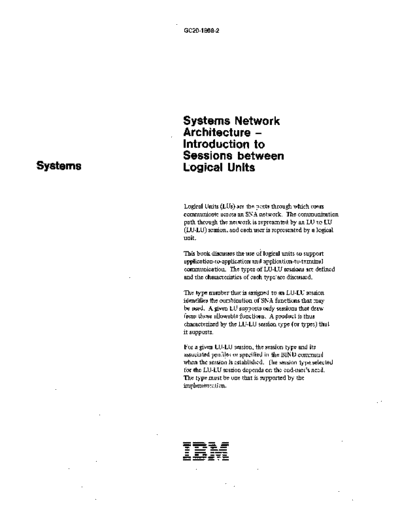IBM GC20-1869-2 SNA Introduction to Sessions Between Logical Units Dec79  IBM sna GC20-1869-2_SNA_Introduction_to_Sessions_Between_Logical_Units_Dec79.pdf