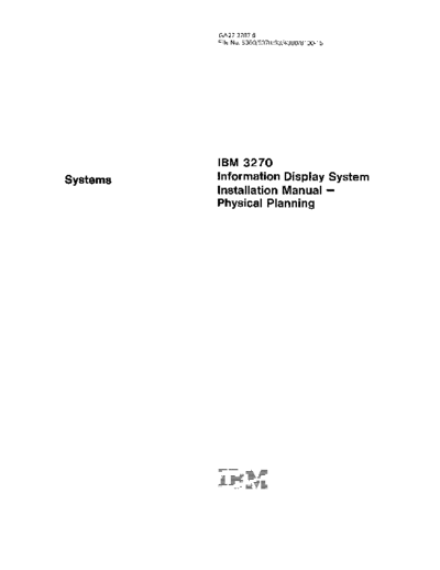 IBM GA27-2787-5  3270 InformationDisplaySystem InstallationManual PhysicalPlanning Dec80  IBM system3 GA27-2787-5_IBM3270_InformationDisplaySystem_InstallationManual_PhysicalPlanning_Dec80.pdf