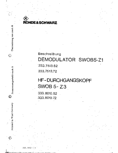 Rohde & Schwarz HF- Demodulateur Z1 Allemand  Rohde & Schwarz swob5 HF- Demodulateur Z1 Allemand.pdf