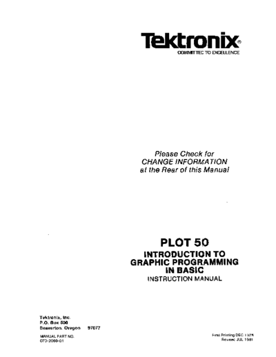 Tektronix 070-2059-01 PLOT50 IntroGfxBASIC Jul81  Tektronix 405x 070-2059-01_PLOT50_IntroGfxBASIC_Jul81.pdf