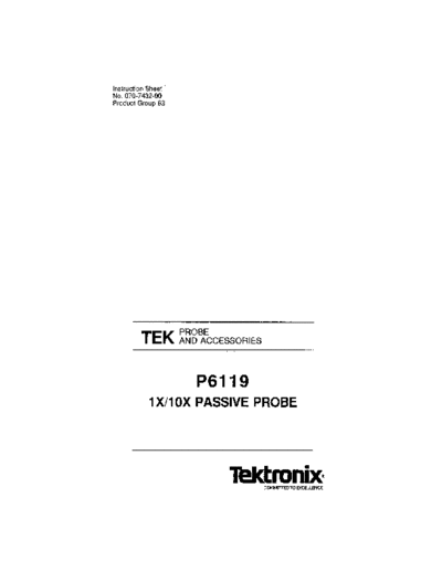 Tektronix P6119 1X10X Passive Probe Operator Manual- P61191X 10XPassiveProbe  Tektronix P6119 Tektronix_P6119_1X10X_Passive_Probe_Operator_Manual-TektronixP61191X_10XPassiveProbe.pdf