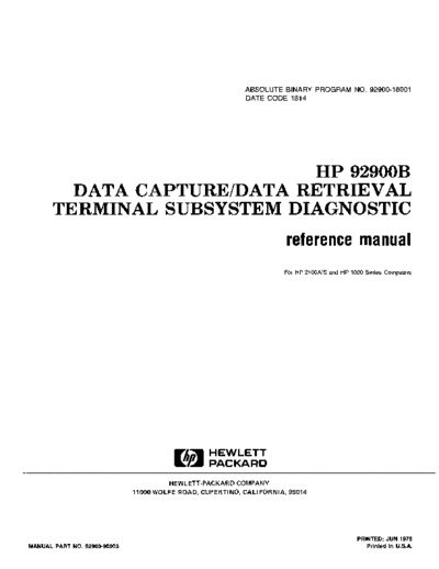 HP 92900-90003 Jun-1978  HP 1000 Diagnostics 92900-90003_Jun-1978.pdf