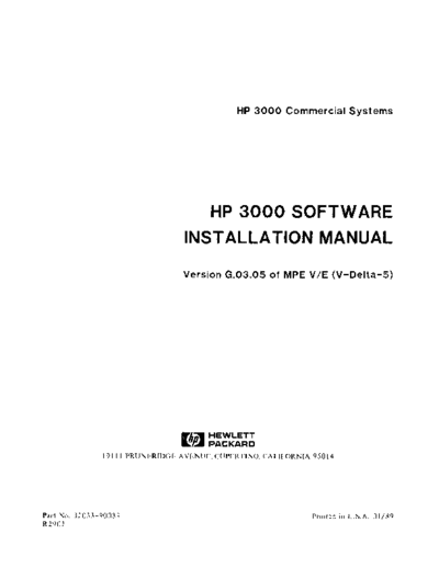 HP 32033-90039 HP3000 Software Installation G.03.05 Jan89  HP 3000 mpeV 32033-90039_HP3000_Software_Installation_G.03.05_Jan89.pdf