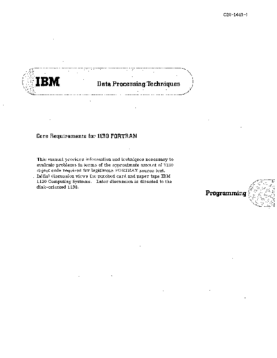IBM C20-1641-1 Core Requirements for 1130 FORTRAN  IBM 1130 lang C20-1641-1_Core_Requirements_for_1130_FORTRAN.pdf