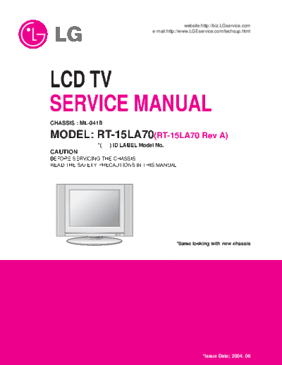 LG RT-15LA70 Service Manual  LG LCD RT-15LA70 RT-15LA70 Service Manual.pdf