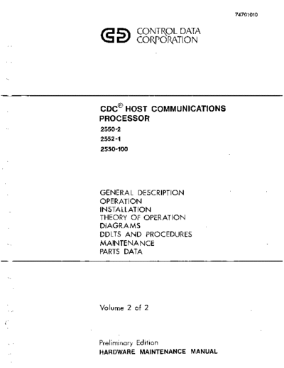 cdc 74701010 2550-2 Host Communications Processor Maint Vol 2 Aug77  . Rare and Ancient Equipment cdc 2550 74701010_2550-2_Host_Communications_Processor_Maint_Vol_2_Aug77.pdf