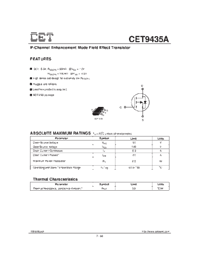 CET cet9435a  . Electronic Components Datasheets Active components Transistors CET cet9435a.pdf