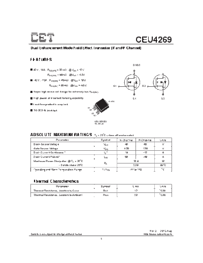 CET ceu4269  . Electronic Components Datasheets Active components Transistors CET ceu4269.pdf