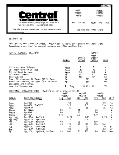 Central 2n3567 2n3568 2n3569 pn3567 pn3568 pn3569  . Electronic Components Datasheets Active components Transistors Central 2n3567_2n3568_2n3569_pn3567_pn3568_pn3569.pdf