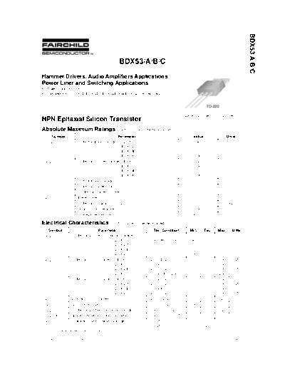 Fairchild Semiconductor bdx53a  . Electronic Components Datasheets Active components Transistors Fairchild Semiconductor bdx53a.pdf