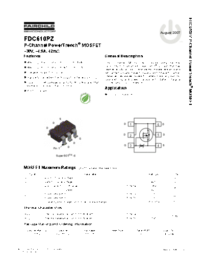 Fairchild Semiconductor fdc610pz  . Electronic Components Datasheets Active components Transistors Fairchild Semiconductor fdc610pz.pdf