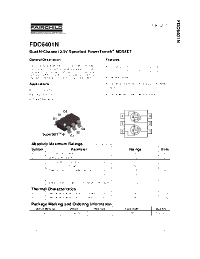 Fairchild Semiconductor fdc6401n  . Electronic Components Datasheets Active components Transistors Fairchild Semiconductor fdc6401n.pdf