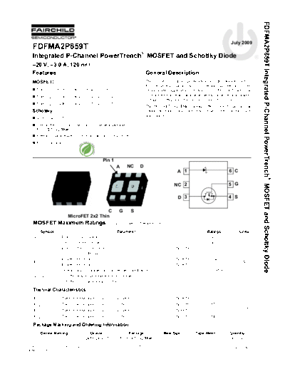 Fairchild Semiconductor fdfma2p859t  . Electronic Components Datasheets Active components Transistors Fairchild Semiconductor fdfma2p859t.pdf