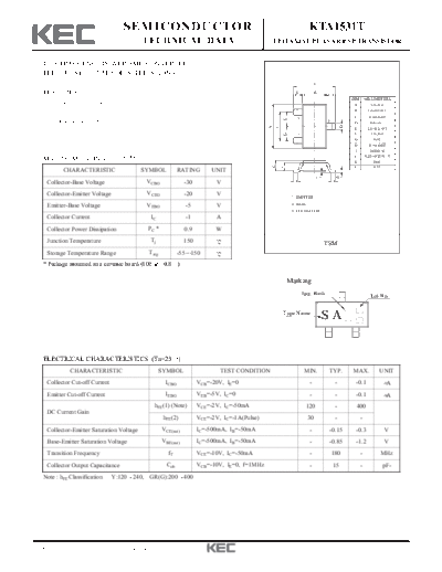 KEC kta1531t  . Electronic Components Datasheets Active components Transistors KEC kta1531t.pdf