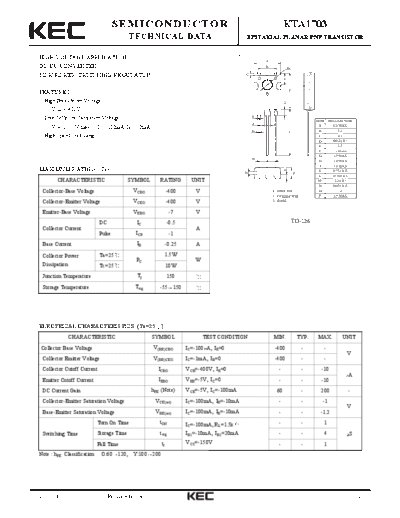 KEC kta1703  . Electronic Components Datasheets Active components Transistors KEC kta1703.pdf