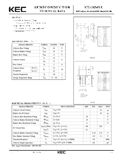 . Electronic Components Datasheets kta1834d l  . Electronic Components Datasheets Active components Transistors KEC kta1834d_l.pdf