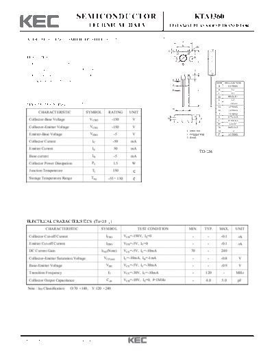 . Electronic Components Datasheets kta1360  . Electronic Components Datasheets Active components Transistors KEC kta1360.pdf
